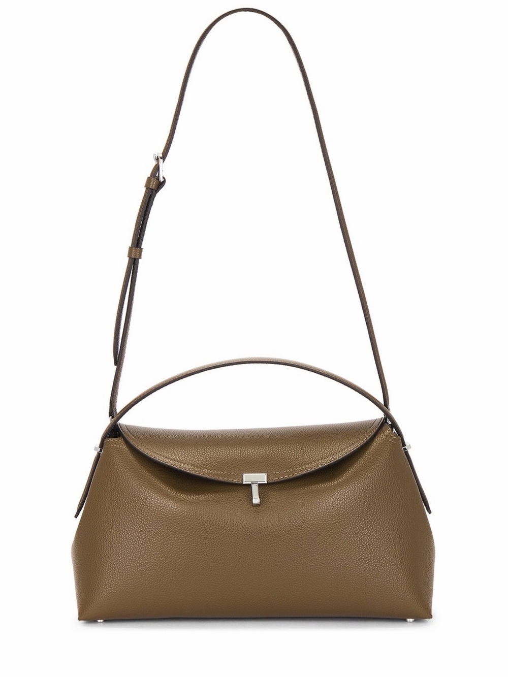 TOTEME: Taupe T-lock Grained Leather Clutch $1690 MSRP